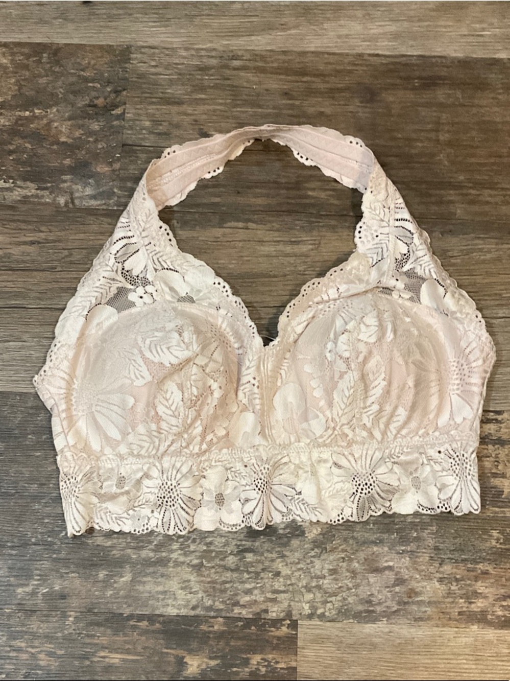 Aerie Lace Halter Bralette in Light Blush